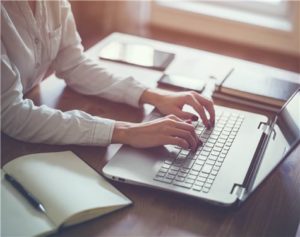 Woman using laptop